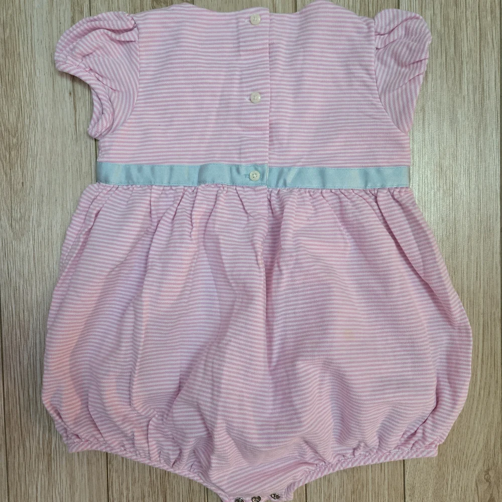 Ralph Lauren Pink Striped Diaper Cover with Blue Bow